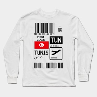 Tunis Tunisia travel ticket Long Sleeve T-Shirt